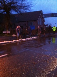 Sandbags out stopping water flooding church